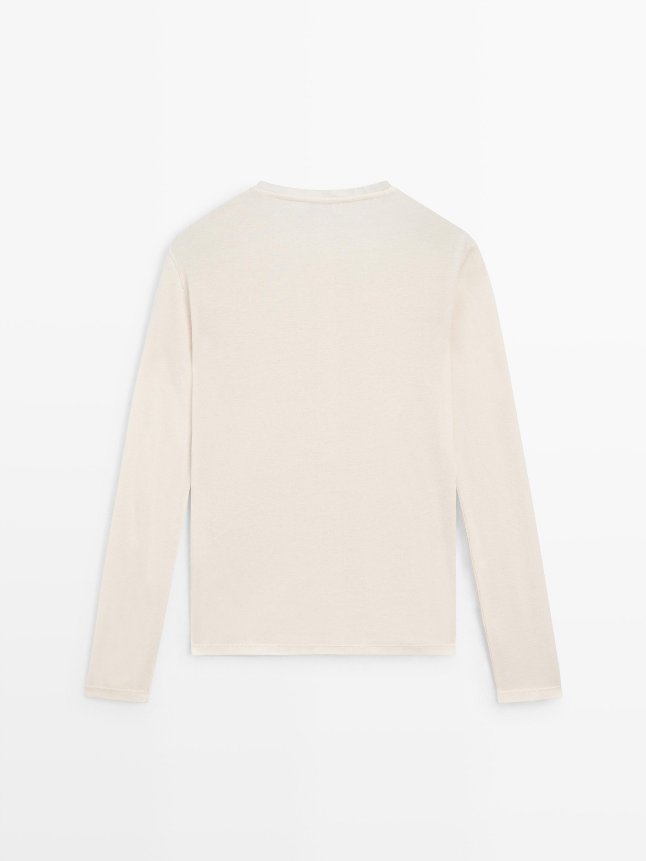 Button-up cotton T-shirt